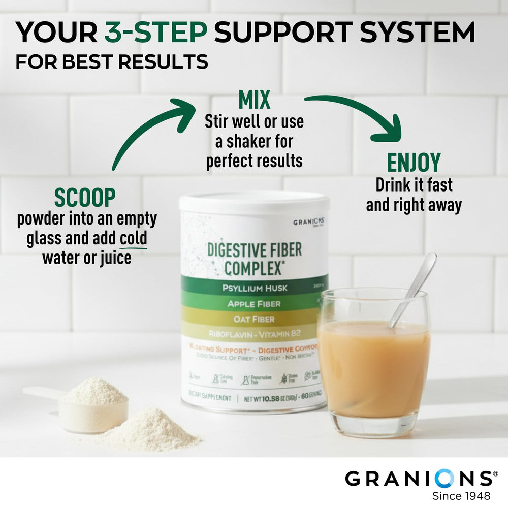 Granions Psyllium Husk Powder in yogurt adds texture and fiber support.