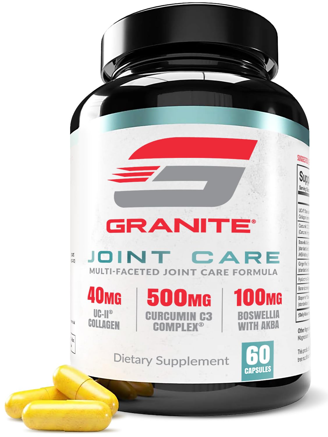 Granite Joint Care UC-II capsules in bottle promoting joint support