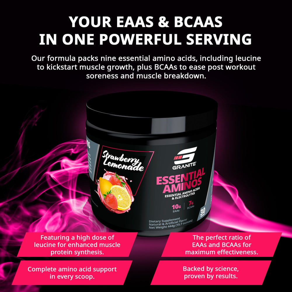 Granite Supplements athlete drinking during workout uses EAAs for performance support.