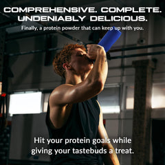 Granite Nutrition tub label displays five-source protein formula