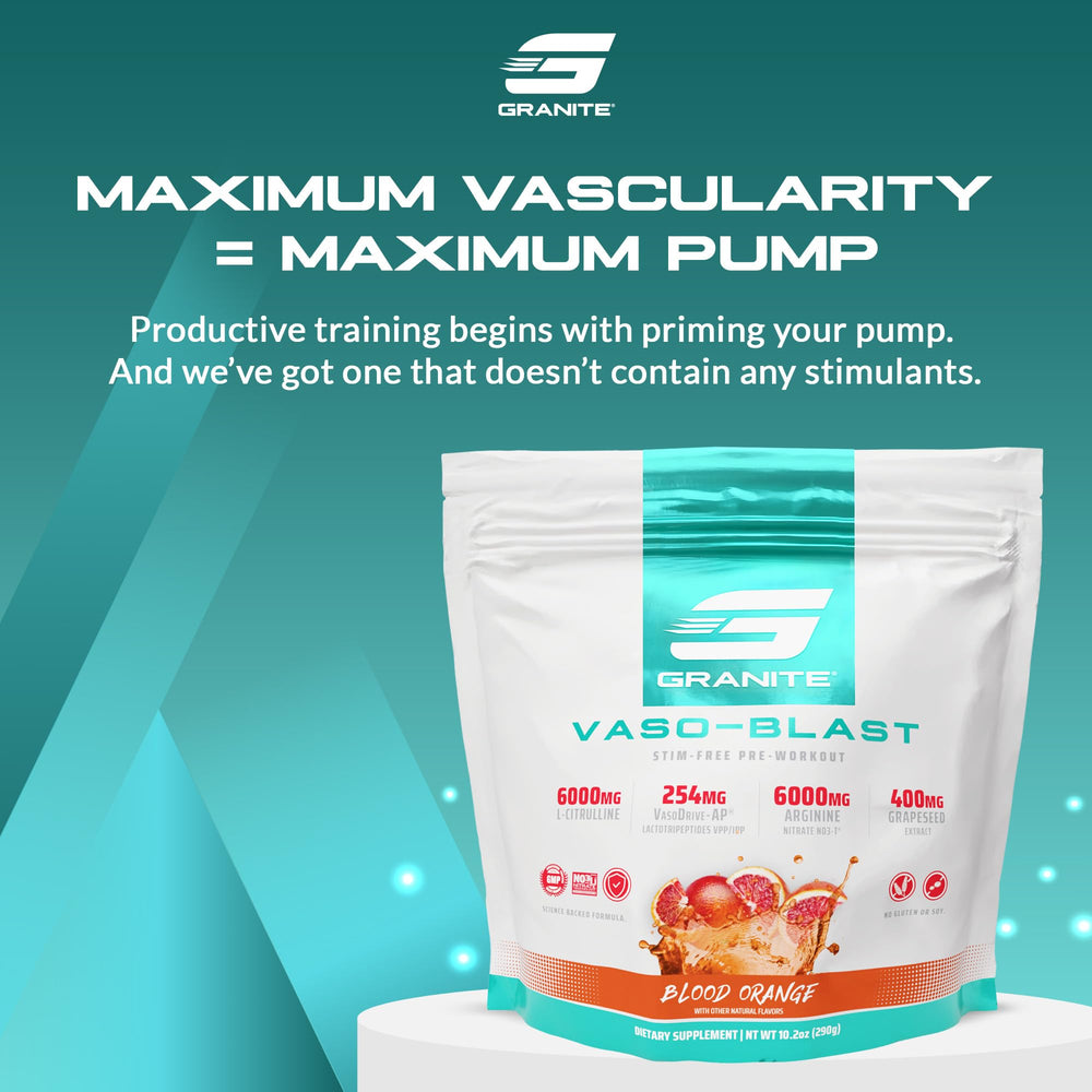 Granite Supplements Stim-Free pre-workout label shown for caffeine-free energy and focus.