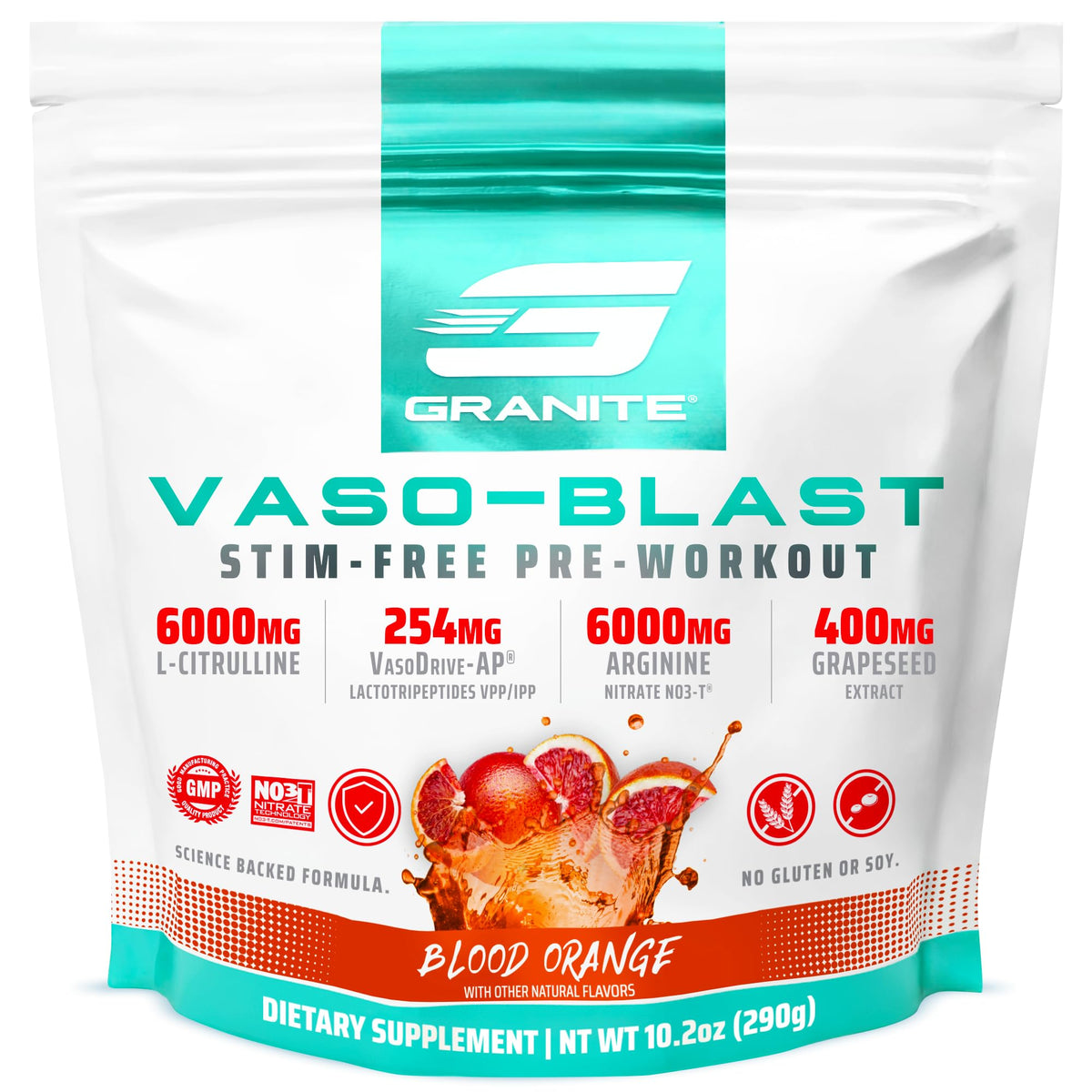 Granite Supplements Vaso Blast pump action visual highlighting fuller nitric oxide support.