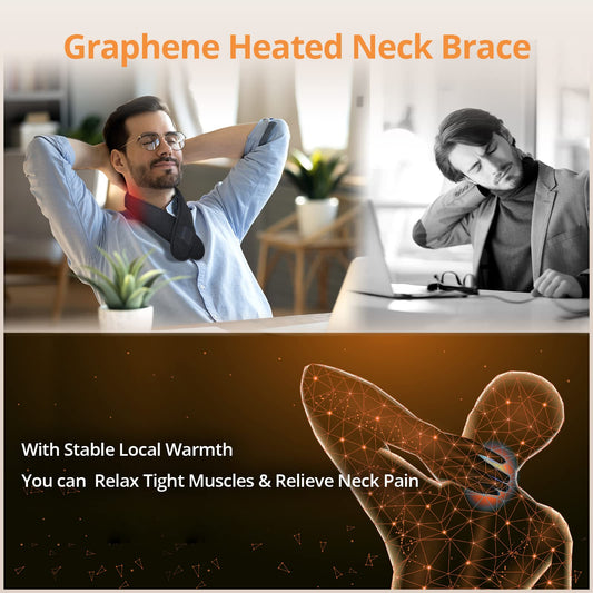Close-up of GRAPHENE TIMES neck heating pad charging port illustrating cordless setup