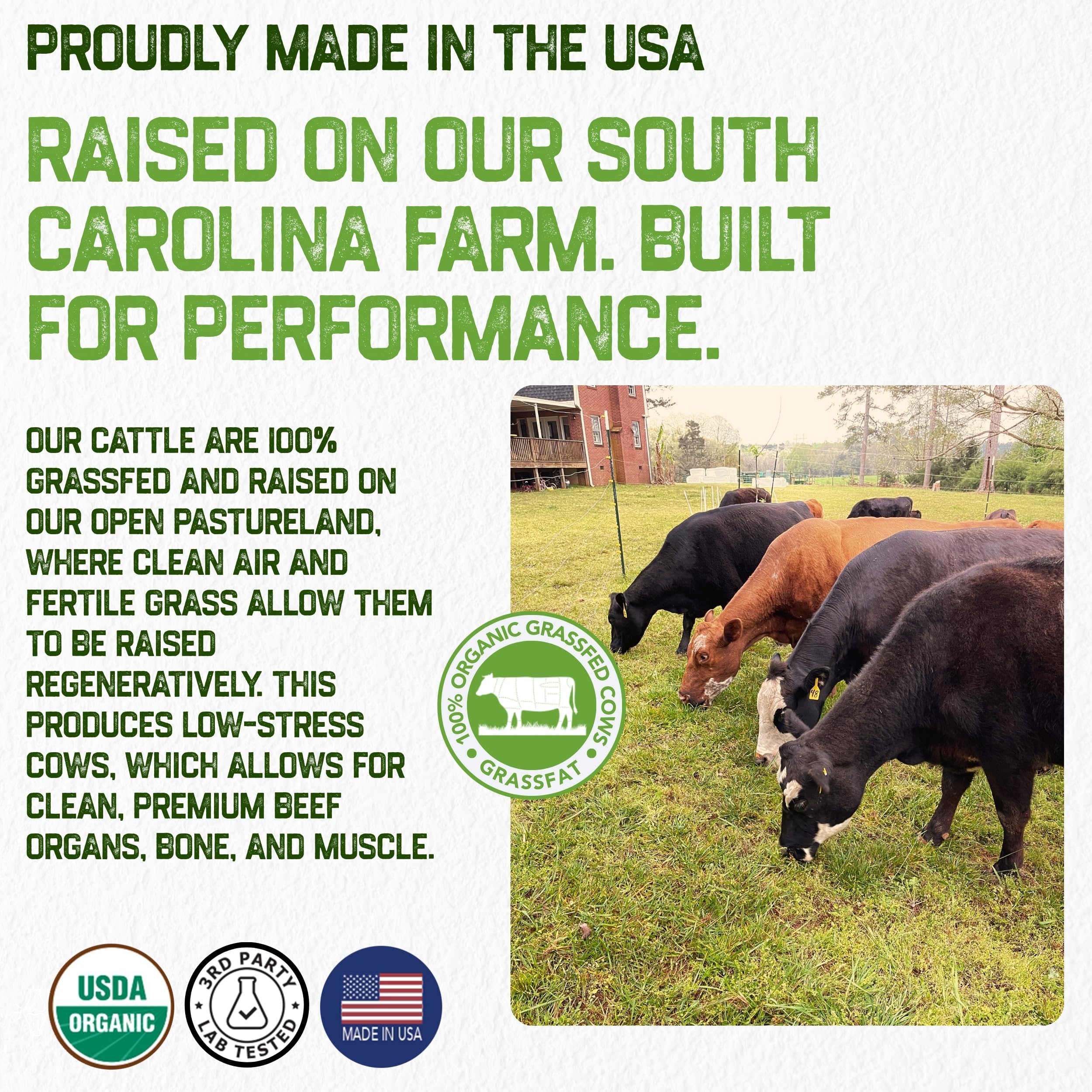 Grassfat Farm beef liver capsules display red, nutrient-dense liver in convenient format.