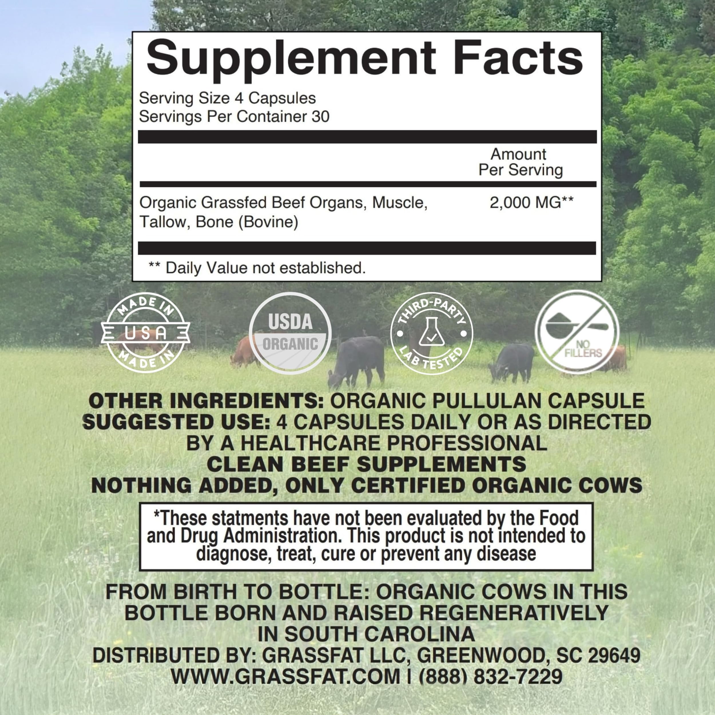 Grassfat Farm USDA Organic seal image confirms certified organic beef ingredients.