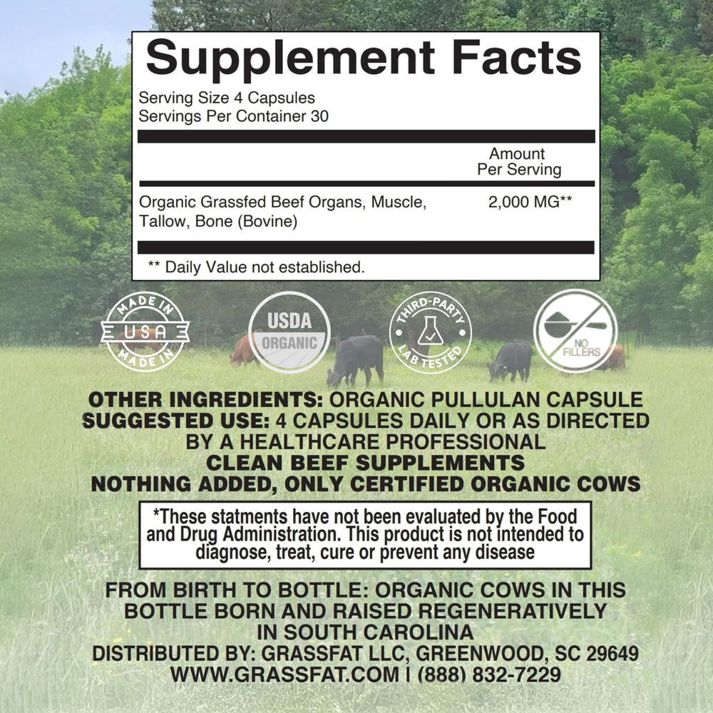 Grassfat Farm USDA Organic seal image confirms certified organic beef ingredients.