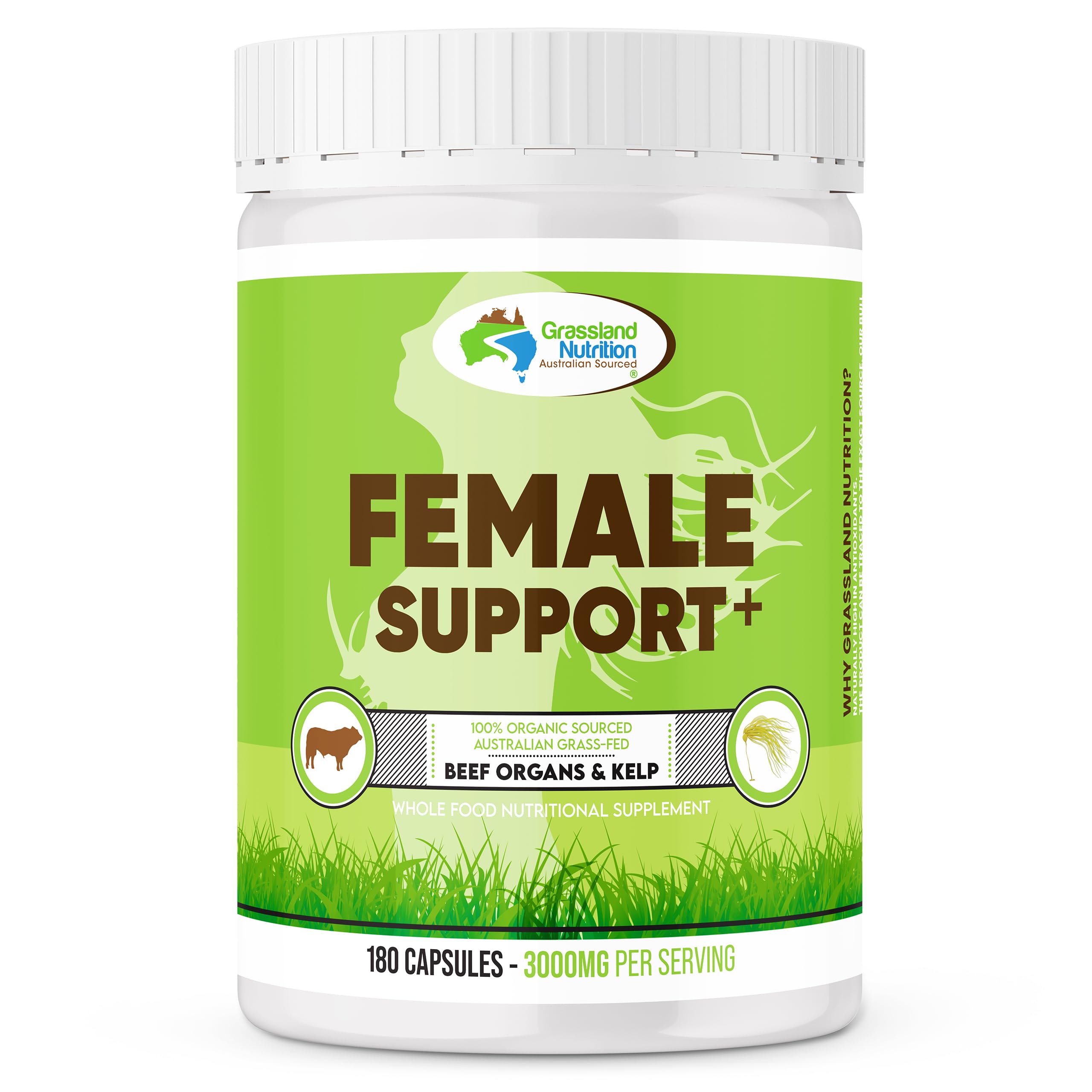 Grassland Nutrition beef organ blend bottle highlights daily energy support.