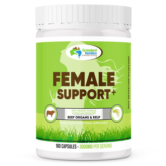 Grassland Nutrition beef organ blend bottle highlights daily energy support.