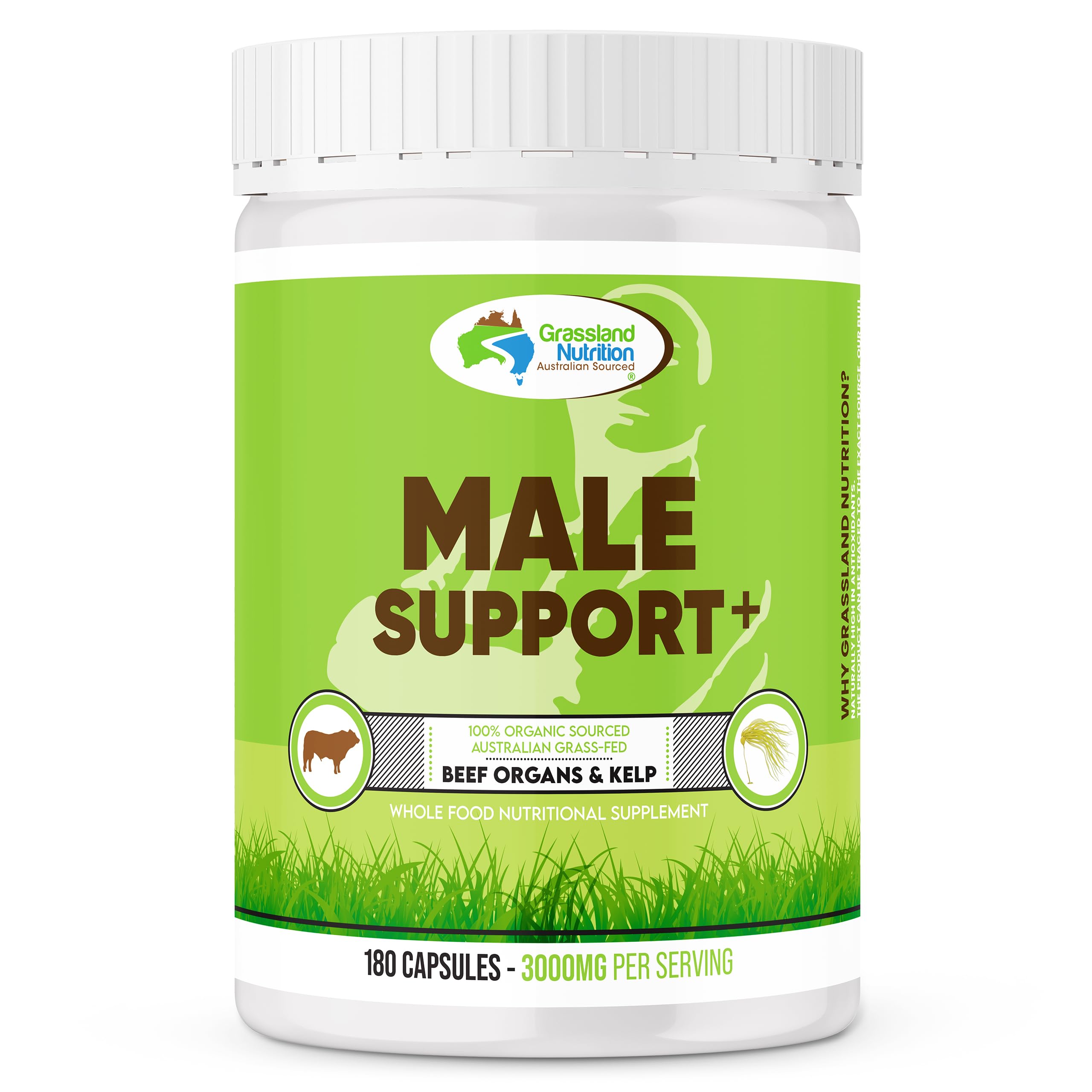 Grassland Nutrition Male Support capsules bottle for daily energy support
