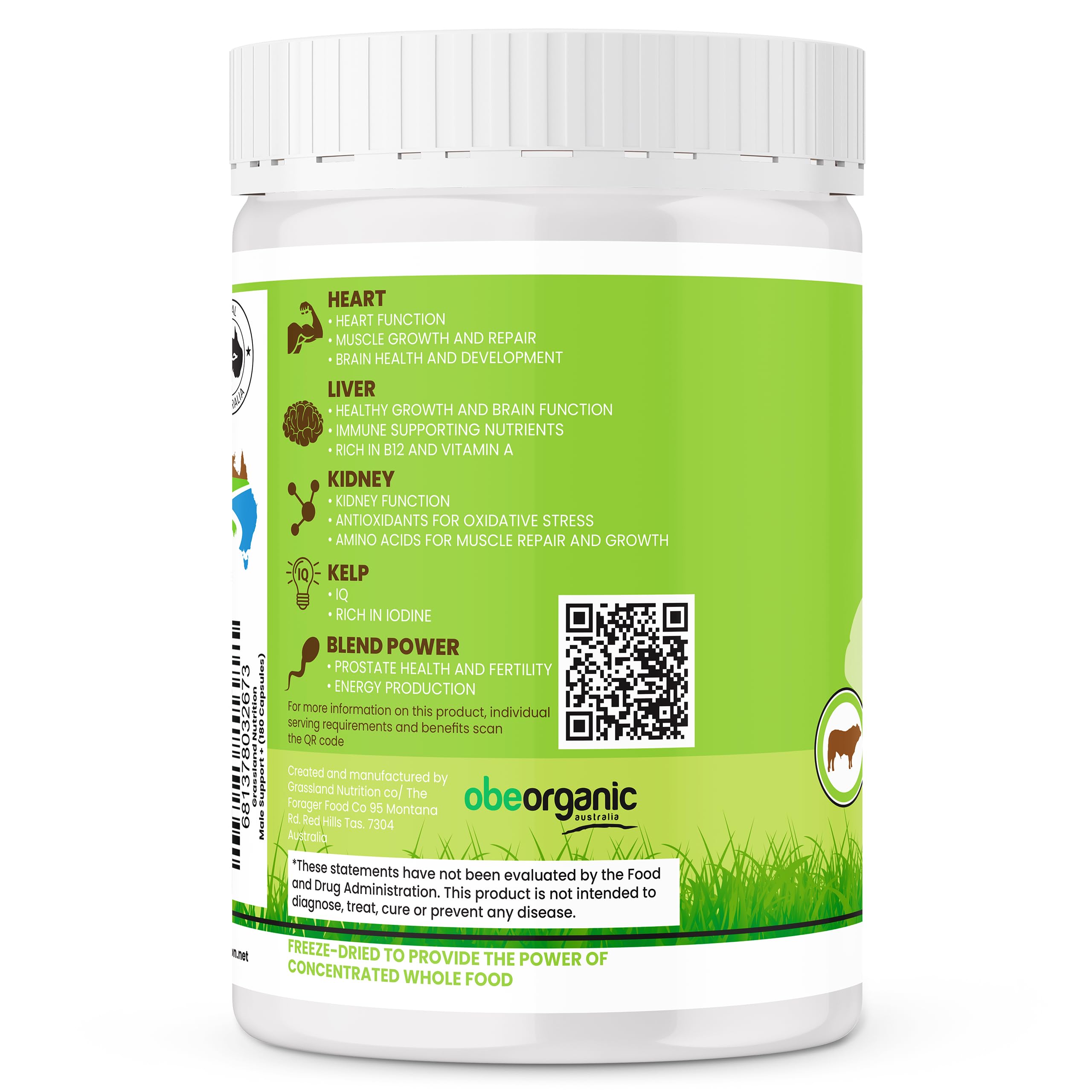 Grassland Nutrition Male Support Australian origin image highlighting organic farming