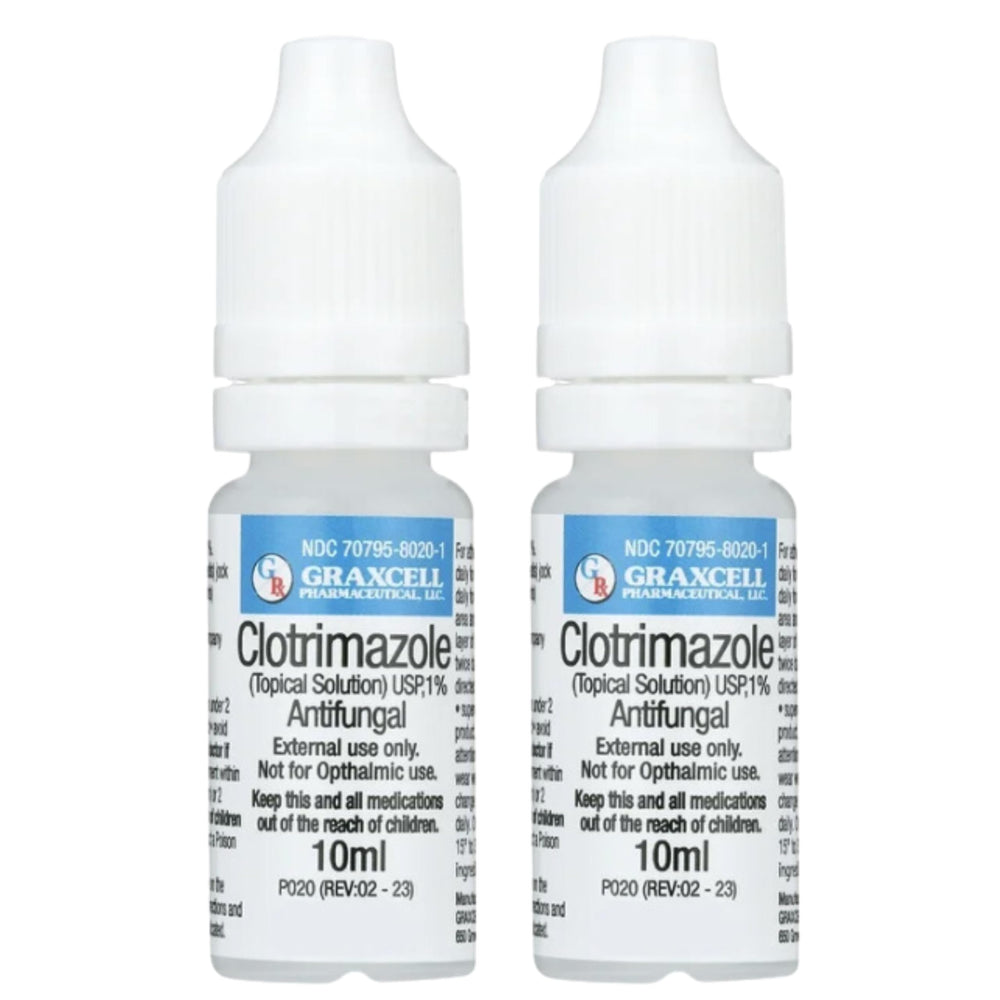 Graxcell Maximum Strength Clotrimazole bottle shows fast-acting antifungal action