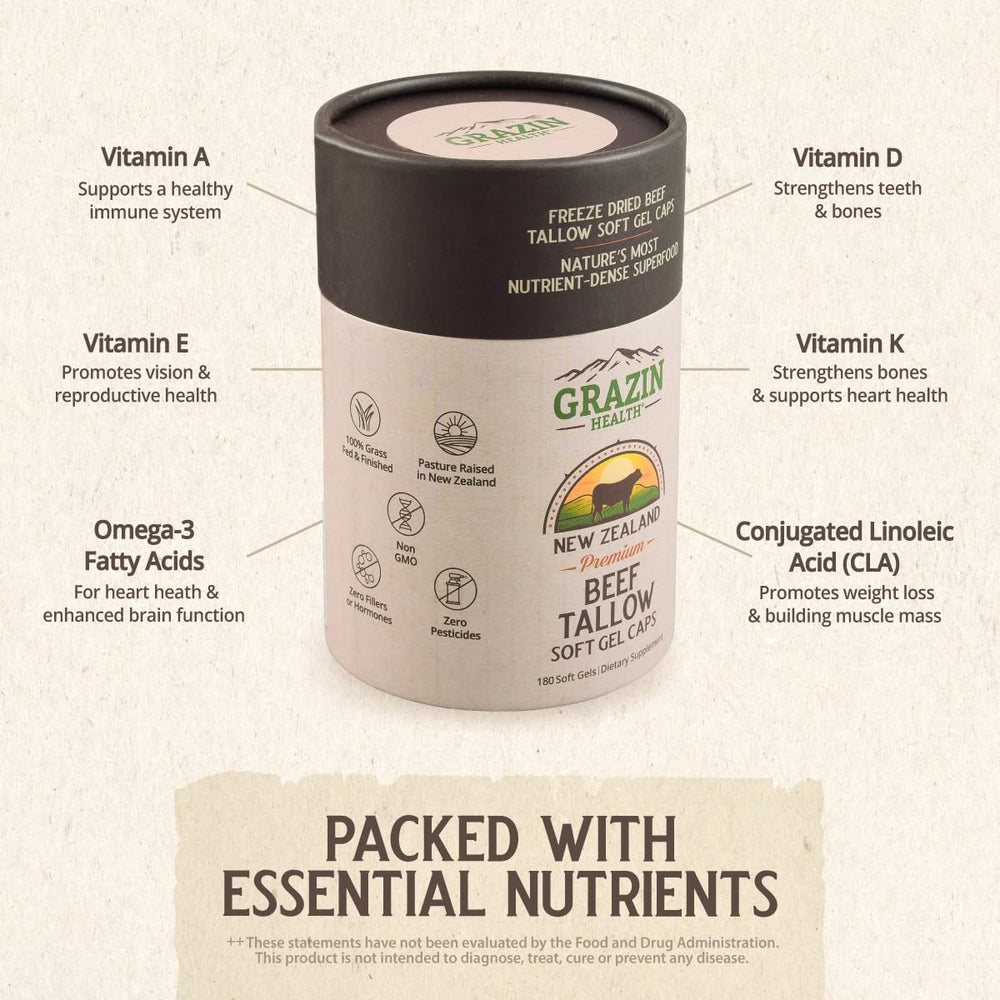 GRAZIN HEALTH capsules in hand for easy daily fat intake.