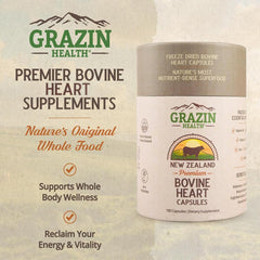 GRAZIN HEALTH desiccated heart-liver blend highlighting nutrient-dense organ nutrition.