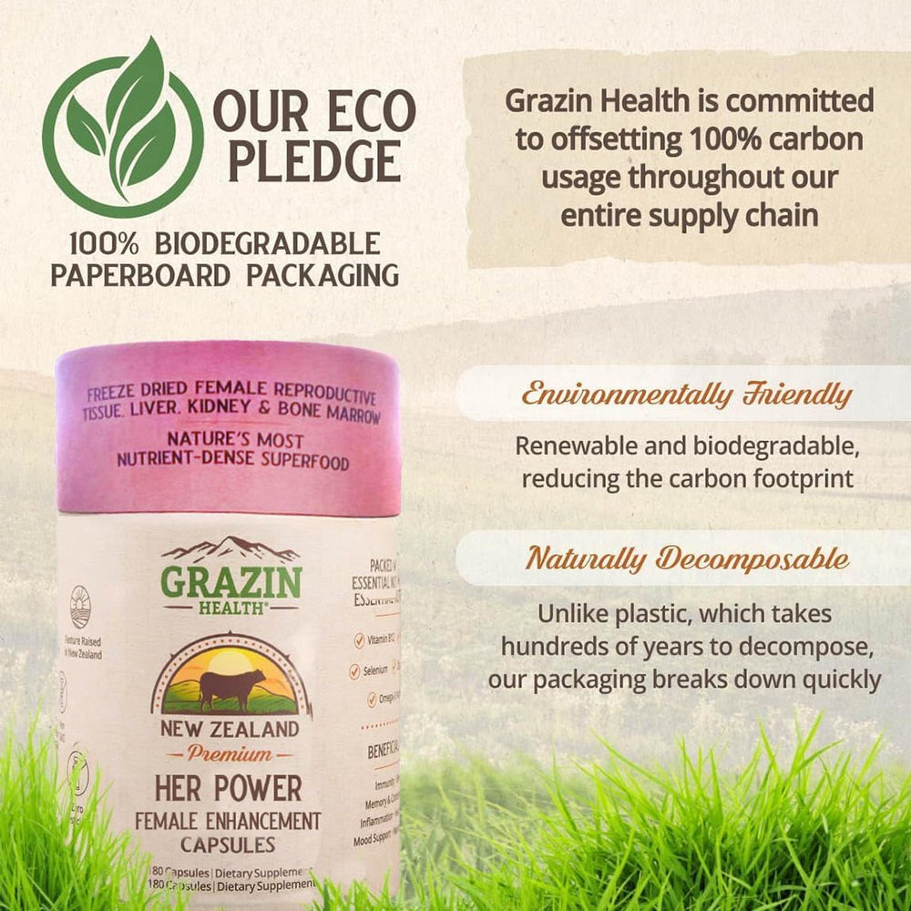 GRAZIN HEALTH NZ pasture scene reinforces ethical sourcing and nutrient-rich ingredients.