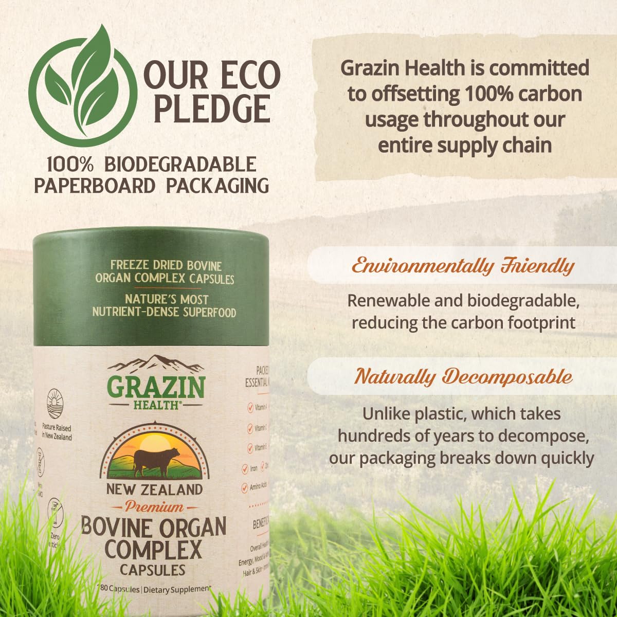 GRAZIN HEALTH organ complex kidney capsule protein-rich profile for wellness.