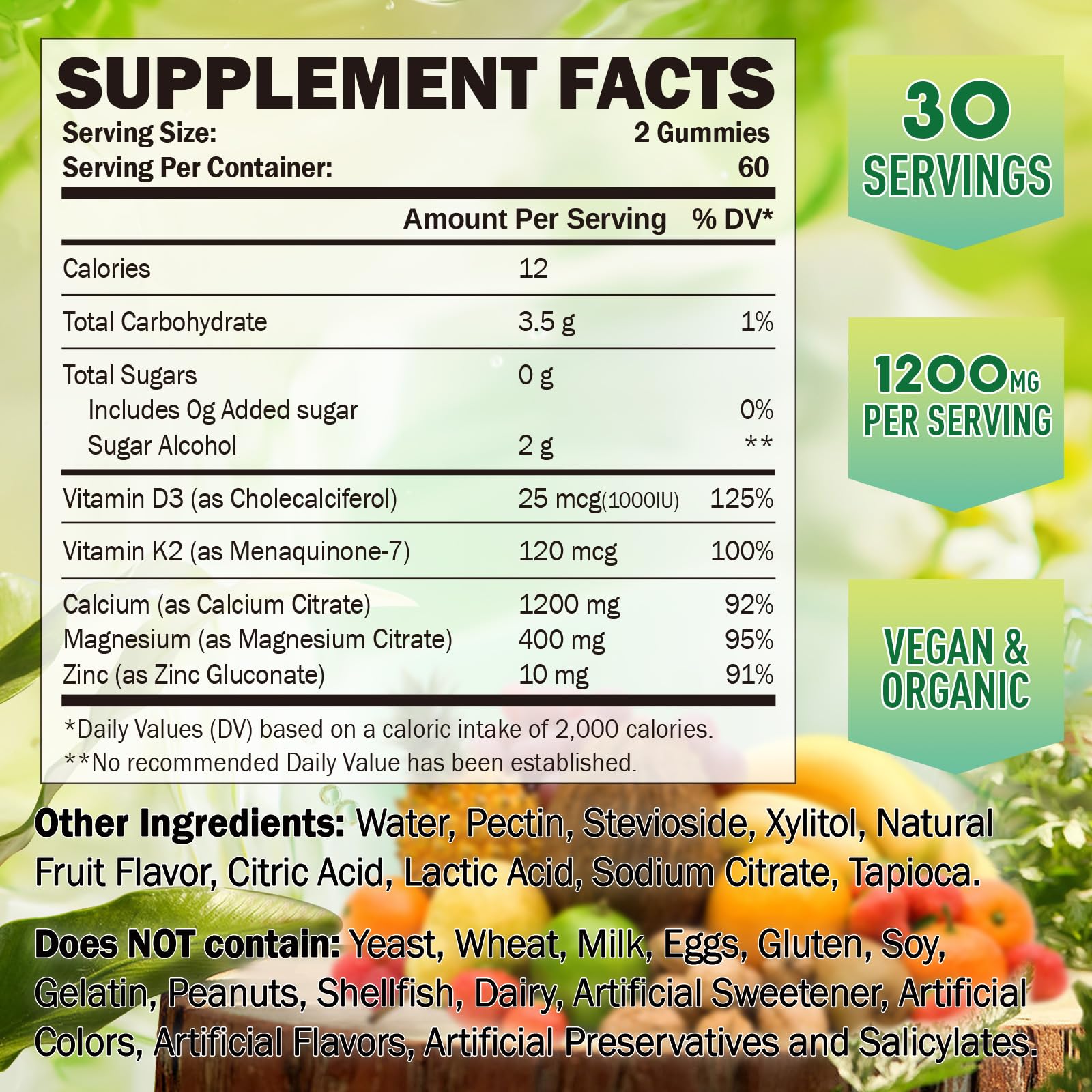 GREABBY bottle label clearly lists 1200 mg calcium citrate per serving.