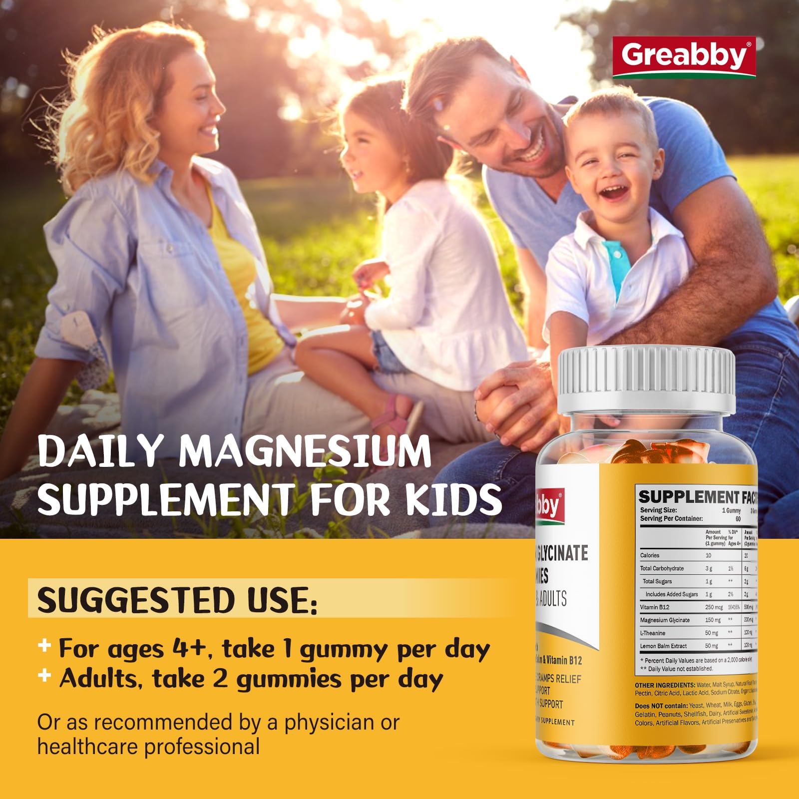 GREABBY berry-flavored chewables designed for a bedtime routine.