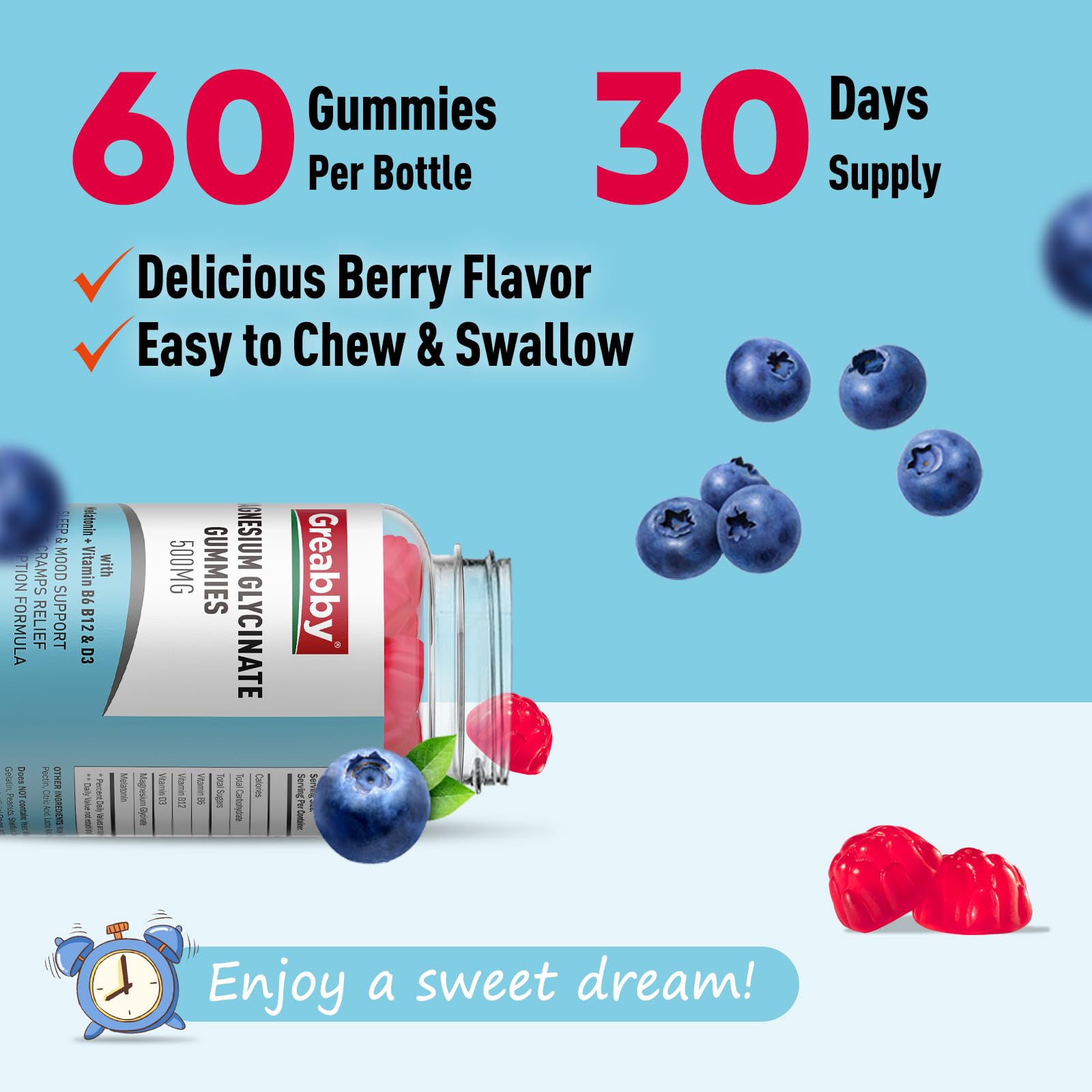 Vegan, organic, non-GMO badges on GREABBY gummies packaging