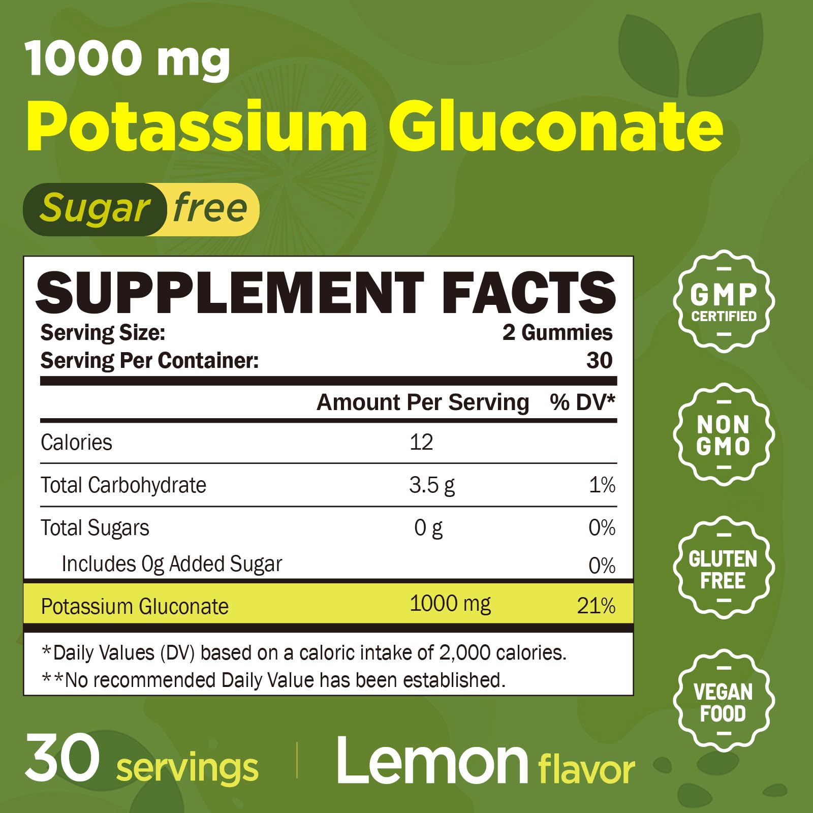 GREABBY Potassium Gluconate Gummies 120-count bottle ideal for daily use