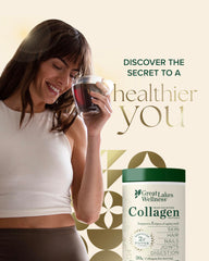 Great Lakes Wellness bovine collagen powder unflavored tub close-up for versatile daily use.