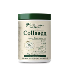 Great Lakes Wellness collagen peptides bottle for daily skin and joint support