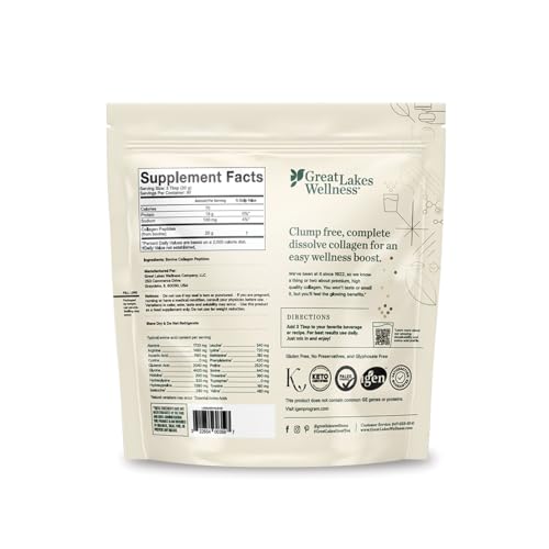 Great Lakes Wellness Collagen Peptides scoop shown for measuring a daily serving.