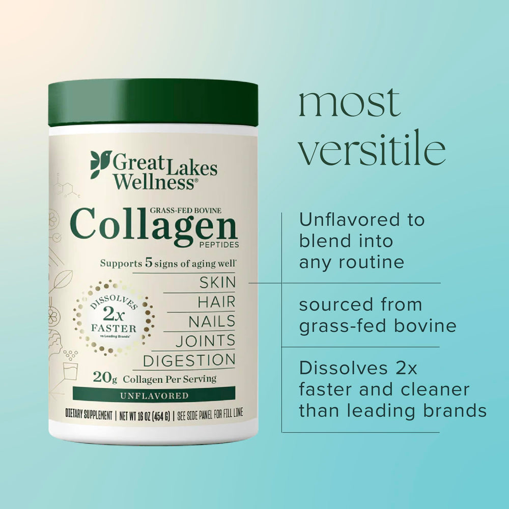 Great Lakes Wellness collagen powder mixing into coffee for a convenient routine.