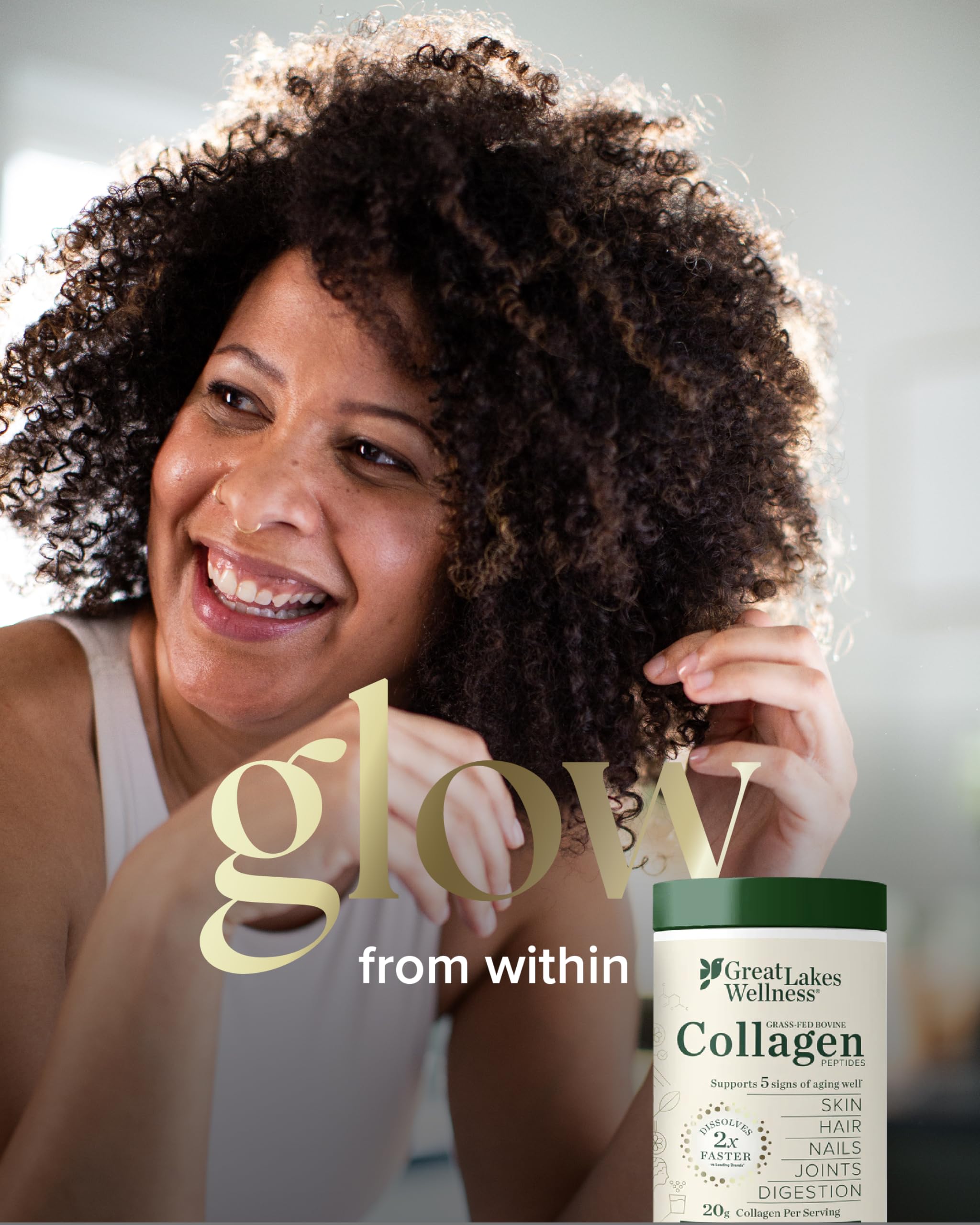 Great Lakes Wellness collagen powder in smoothie for versatile daily nourishment.