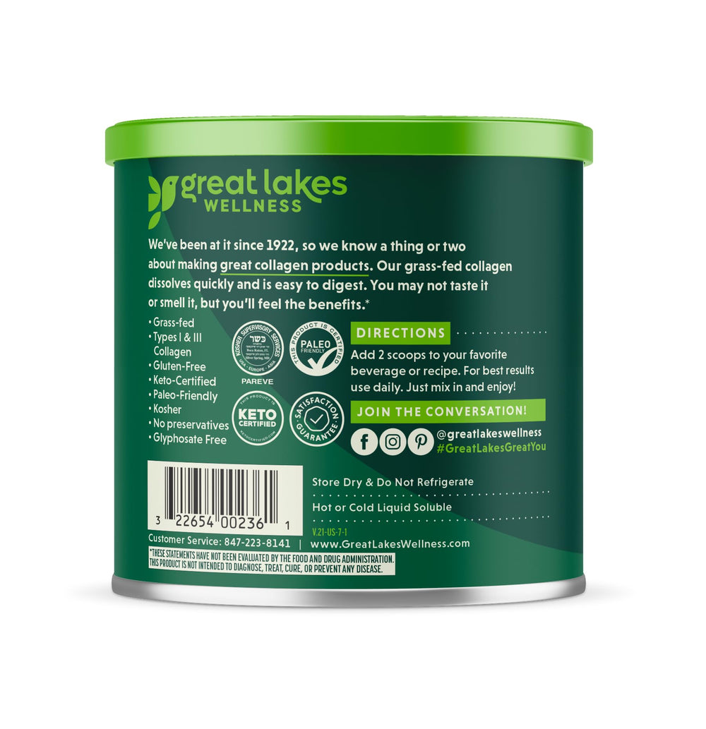 Great Lakes Wellness collagen powder in tea cup with neutral flavor boost.
