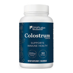 Great Lakes Wellness colostrum capsules bottle for daily immune support.