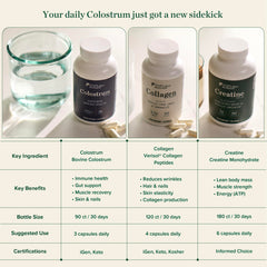 Great Lakes Wellness colostrum capsules third-party tested badge visible.