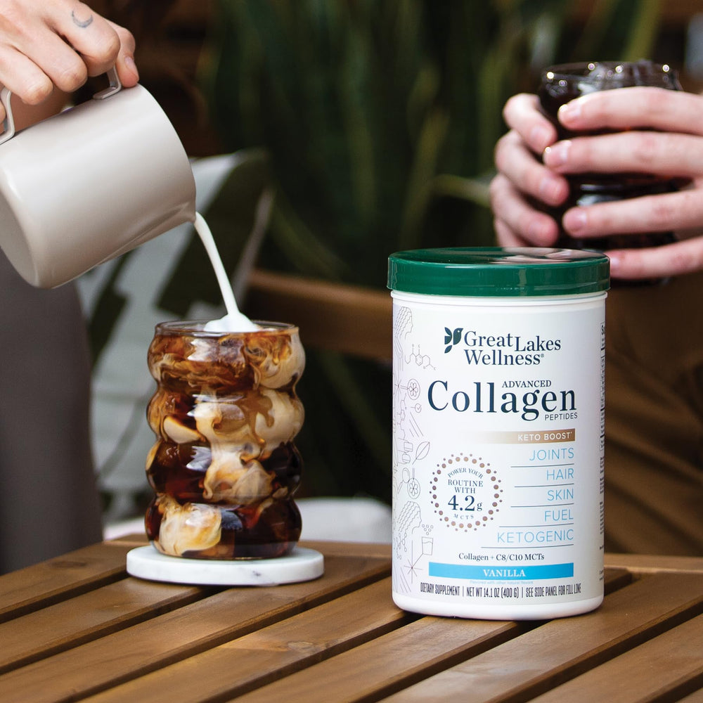 Great Lakes Wellness Keto Boost coffee cup with dairy-free creamer