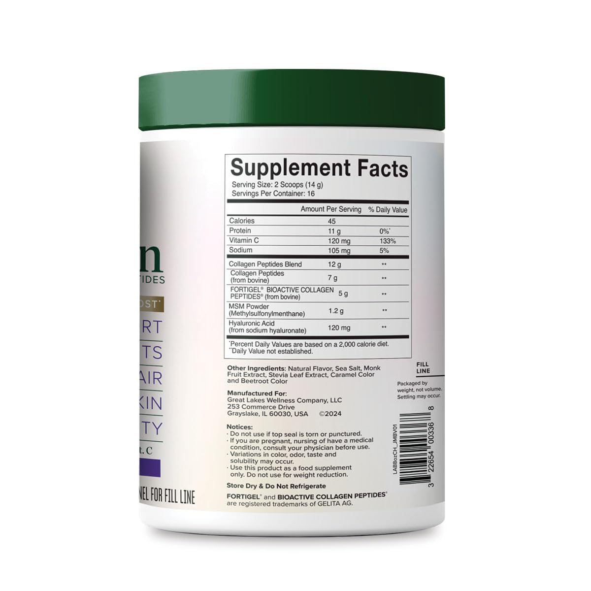 Great Lakes Wellness Movement Boost scoop showcases powder for easy daily mixing.