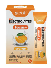 Great Naturally Focus+ bottle being poured for instant hydration and mental clarity.