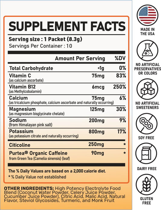 Great Naturally Focus+ being poured to illustrate hydration and focus support