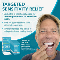 CrystLCare enamel remineralization close-up showing mineral delivery to exposed areas.