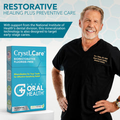 CrystLCare strip on multiple teeth for spot treatment.