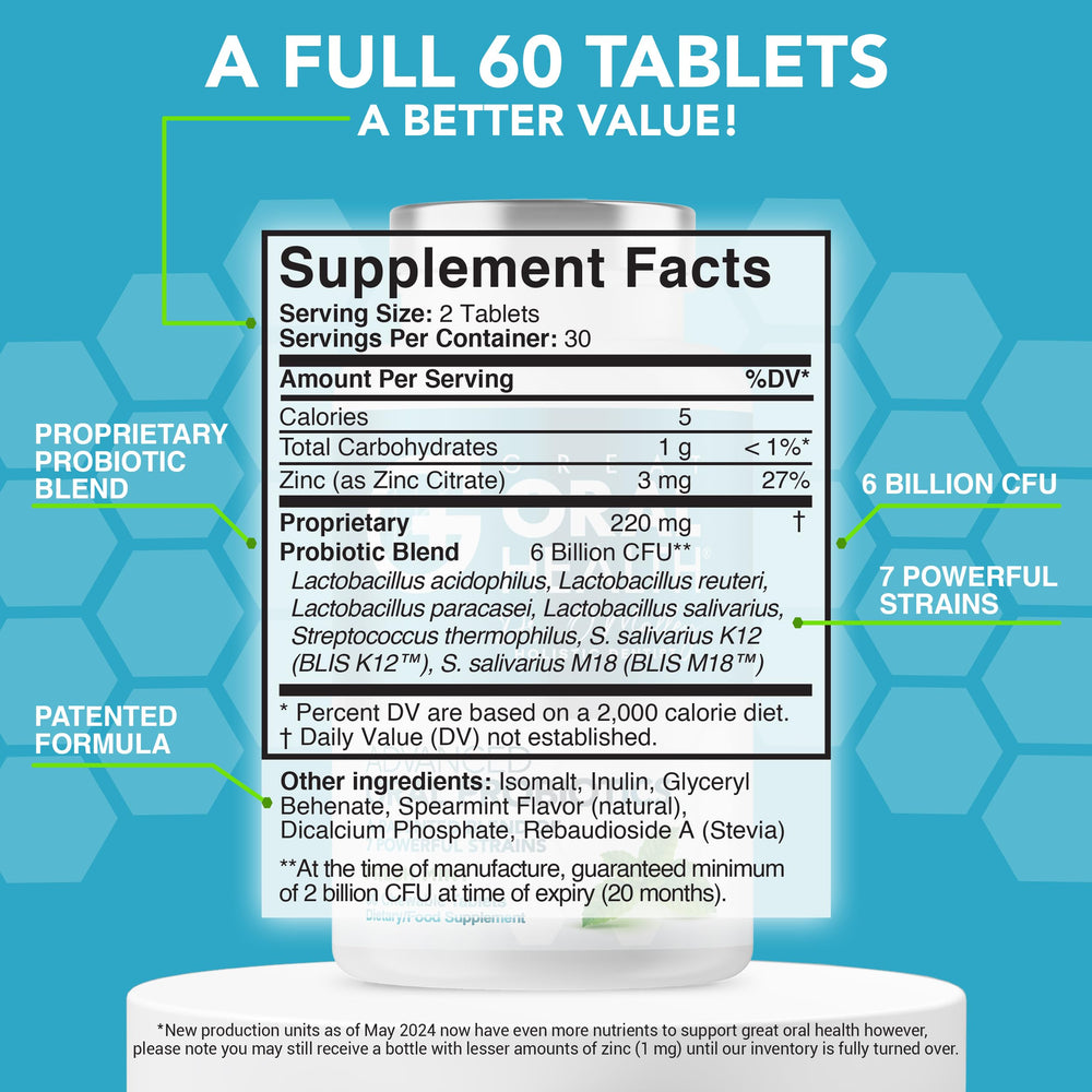 Great Oral Health mint flavored tablets for fresh breath on the go