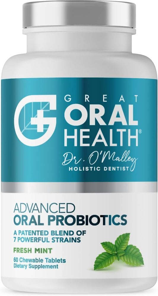 Great Oral Health bottle of probiotic chewables for daily oral support.