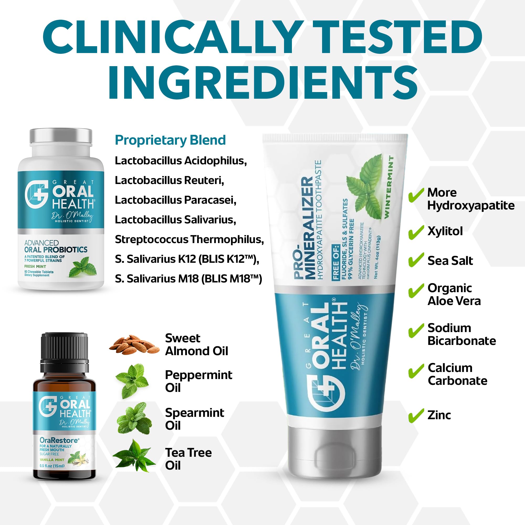 Great Oral Health oral probiotics tablets balance oral microbes and support fresh breath.