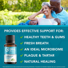 OraRestore label highlights dentist-formulated, natural ingredients