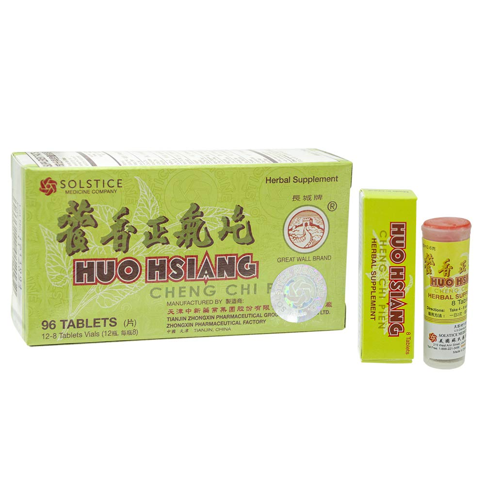 Great Wall Huo Hsiang Cheng Chi Pien bottle shows convenient tablets for daily wellness.