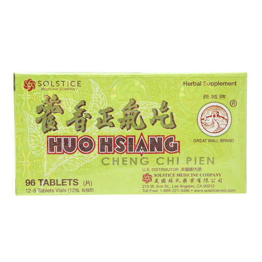 Great Wall Huo Hsiang Cheng Chi Pien box packaging with traditional blend for daily routine.