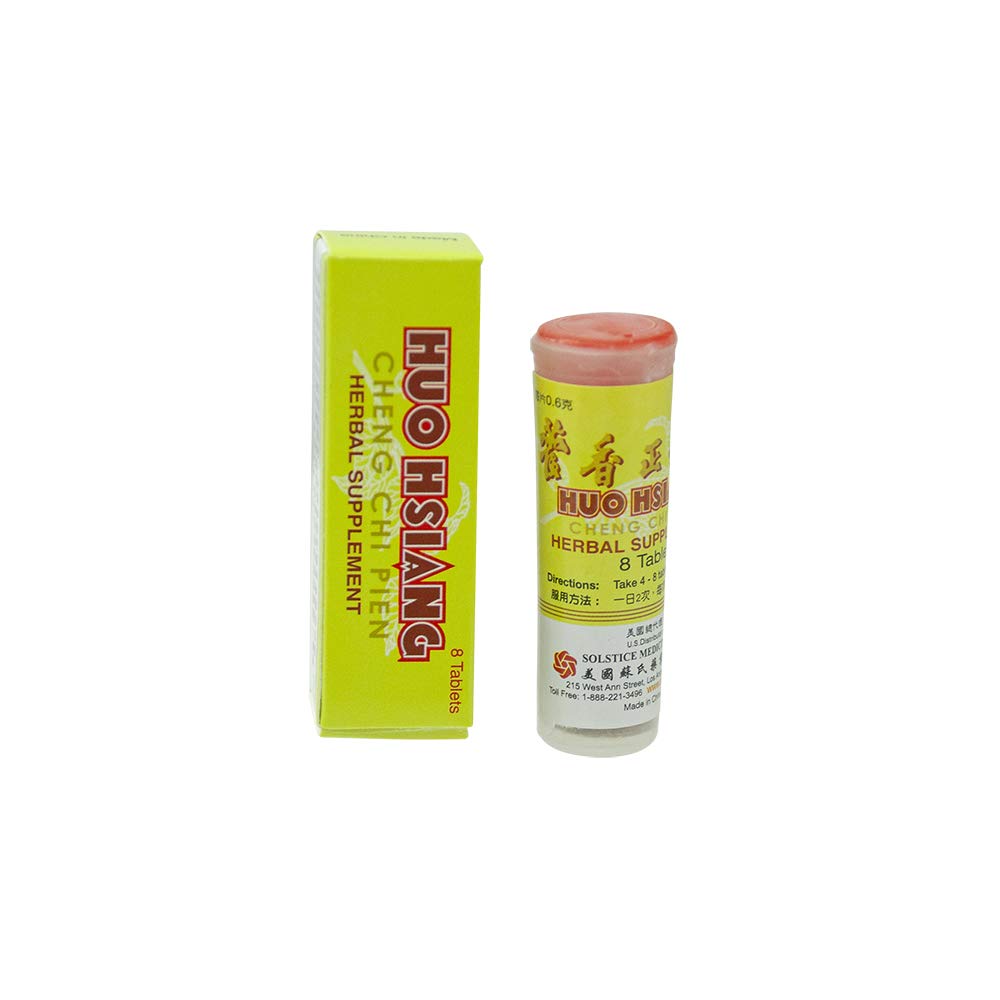 Great Wall Huo Hsiang Cheng Chi Pien label detail, clear dosage and ingredients for informed use.