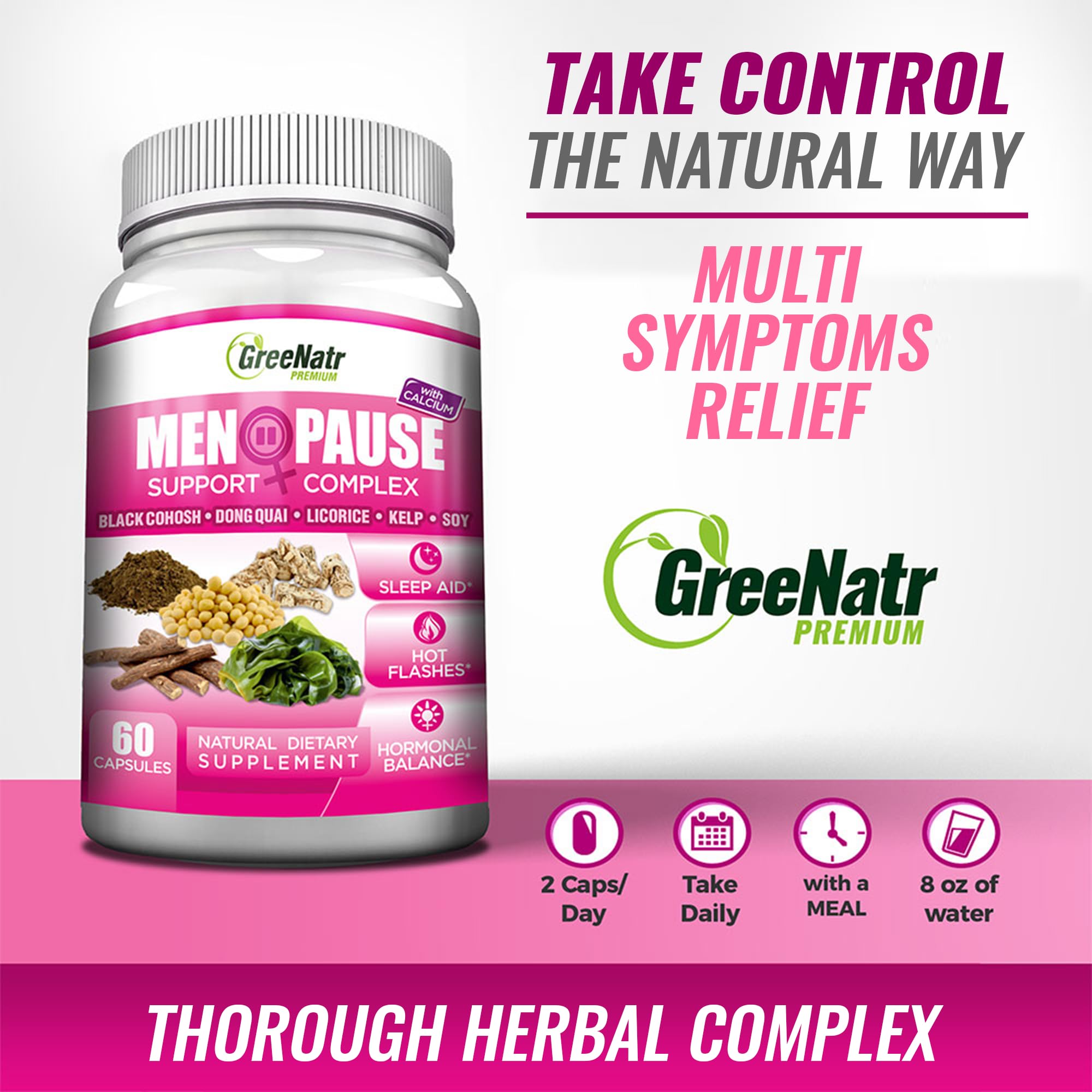 GreeNatr dong quai ingredient label indicates plant-based hormone balance support.