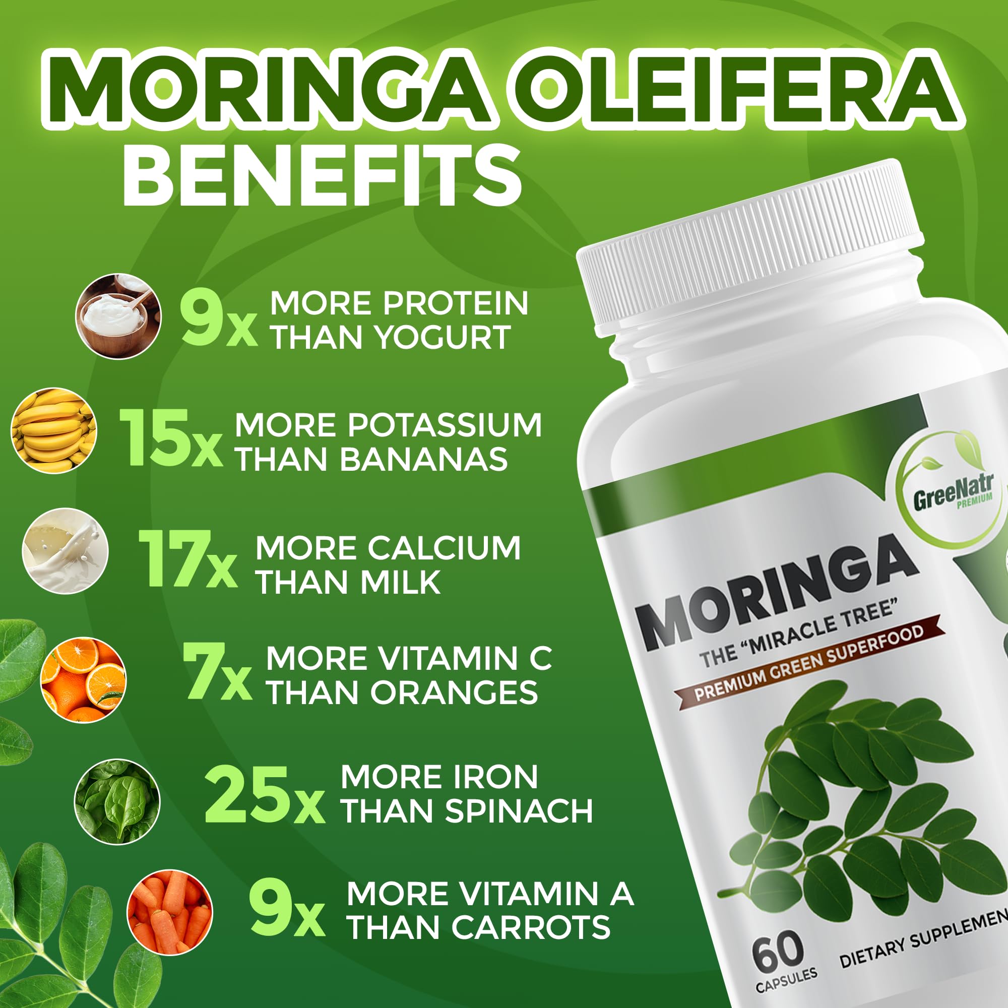 GreeNatr energy-boost scene featuring moringa capsules in daylight.