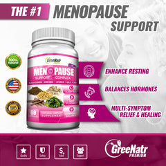 GreeNatr menopause supplements bottle side view for daily use.