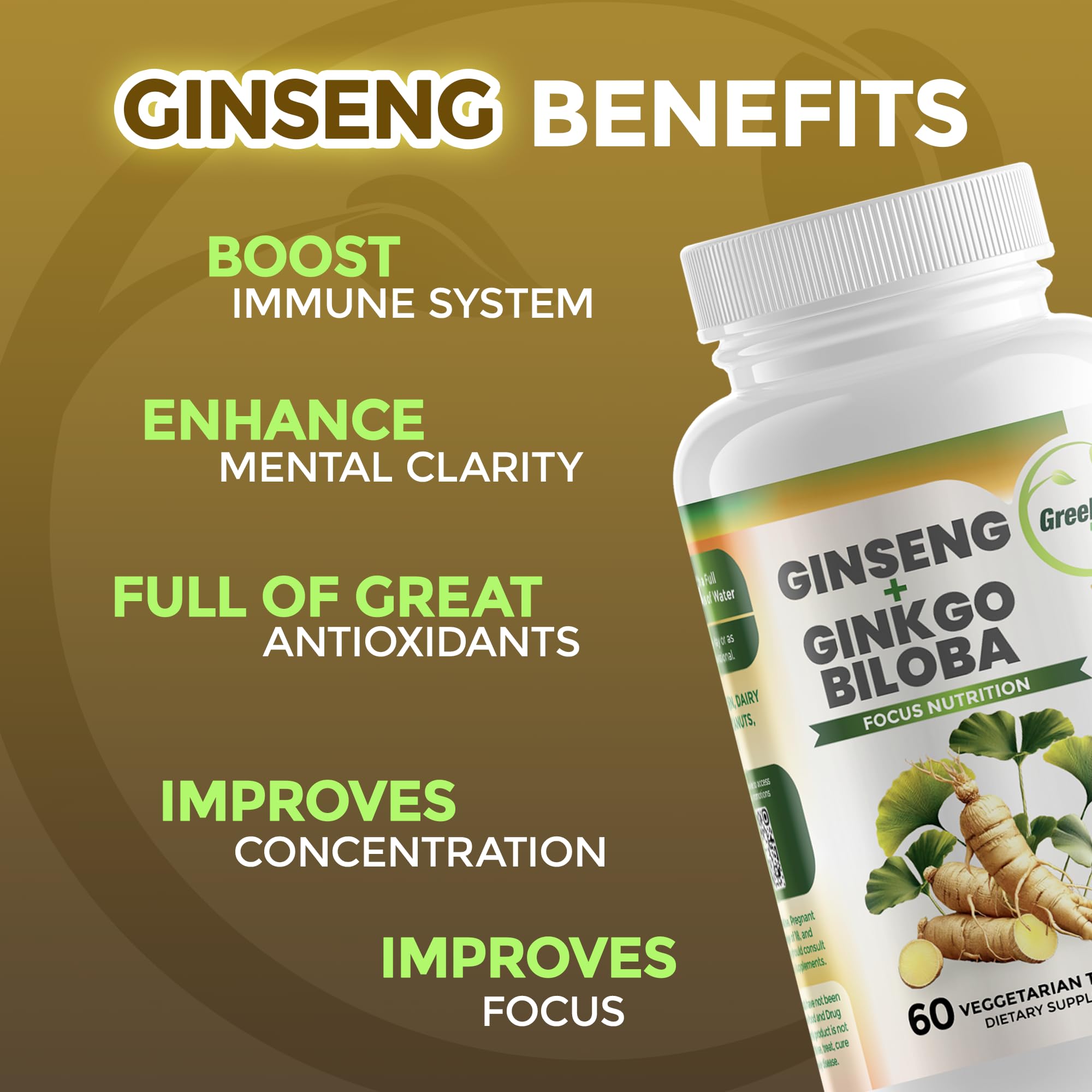 GreeNatr panax ginseng roots display natural energy boost.