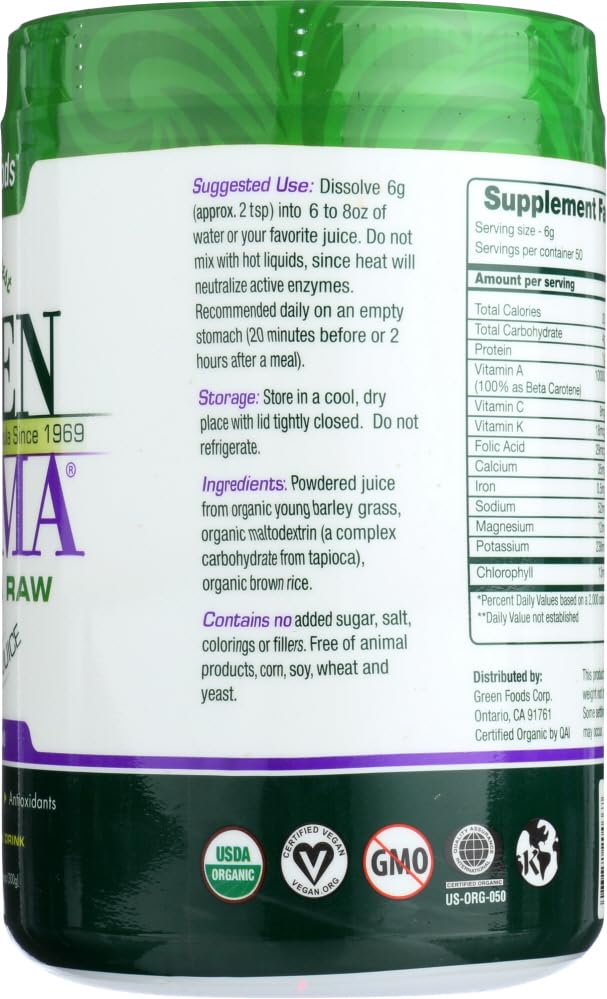 Green Foods Green Magma glass with juice demonstrates chlorophyll-rich convenience.