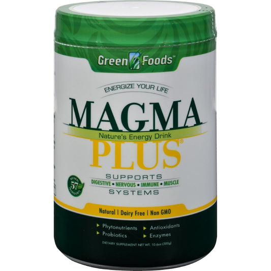 Green Foods Magma Plus Drink Mix bottle for convenient daily nutrition